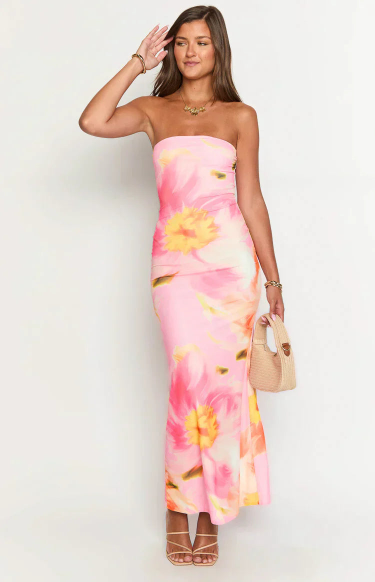 Arizona - Robe longue en maille florale