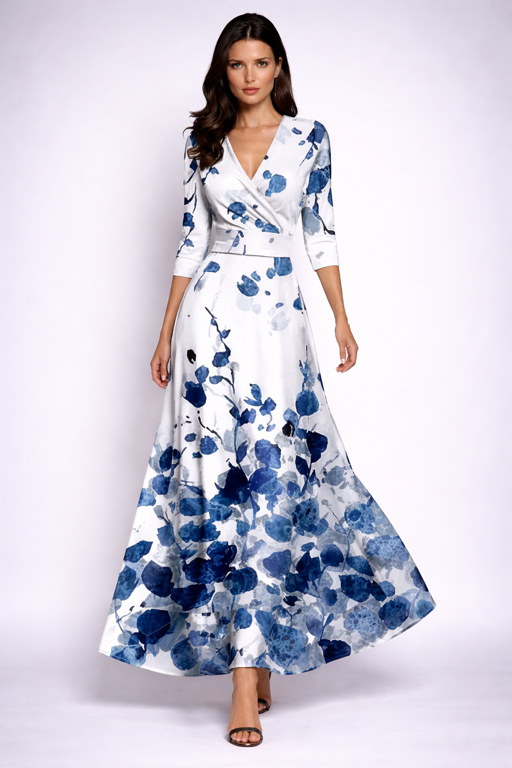 Elisa - Robe longue élégante à fleurs et à nouer