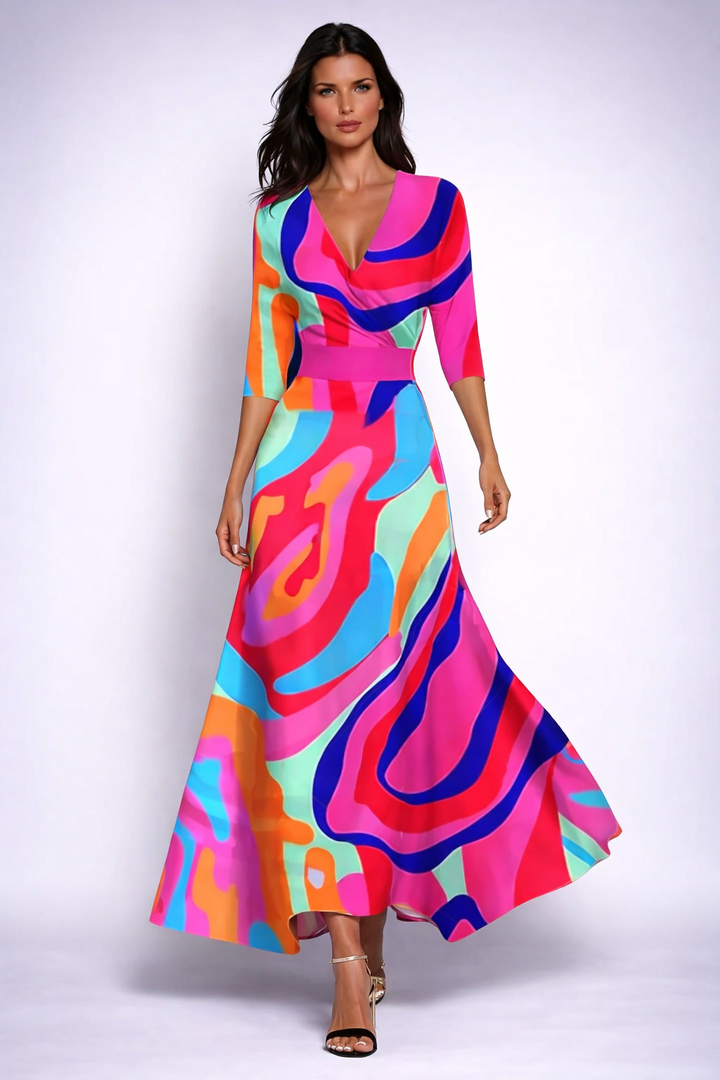 Elisa - Robe longue élégante à fleurs et à nouer