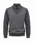 Pull-over 2 en 1 pour homme avec col de chemise et col en V | Valcor Zurich