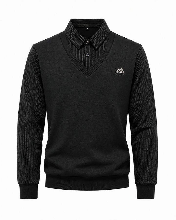 Pull-over 2 en 1 pour homme avec col de chemise et col en V | Valcor Zurich