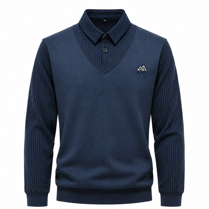 Pull-over 2 en 1 pour homme avec col de chemise et col en V | Valcor Zurich