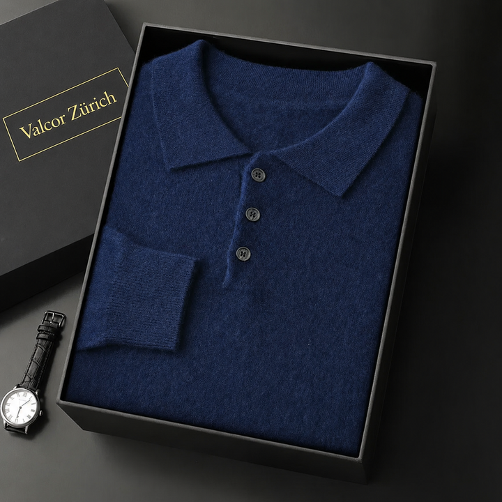 Pull en maille polo avec patte de boutonnage homme | Valcor Zürich