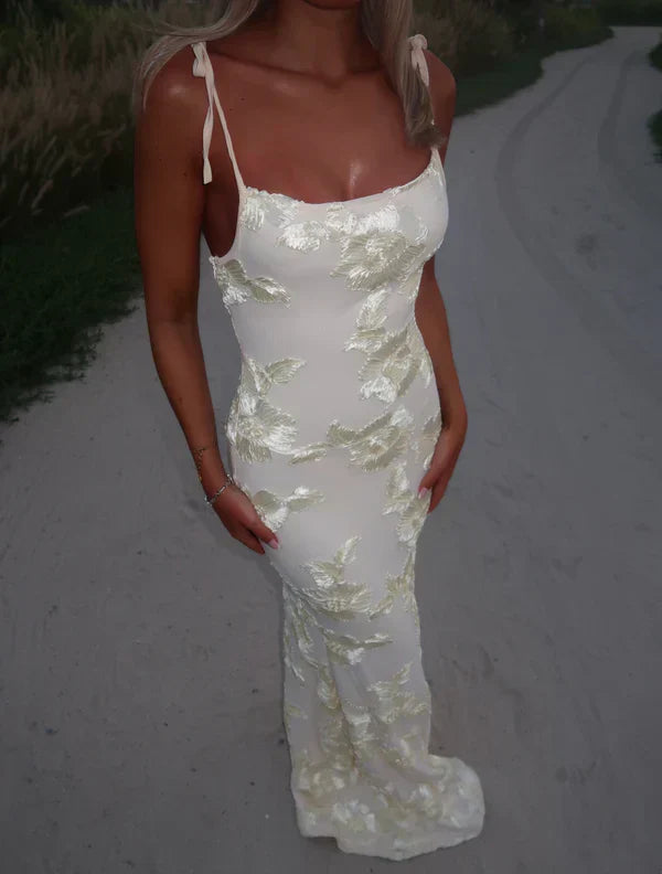 LILY - Robe longue florale à bretelles ajustables
