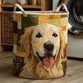 Nesta™ | Glücklicher Golden Retriever Quilted Wäschekorb