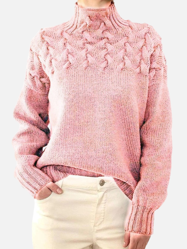 Hanne | Pull en maille torsadée à col montant