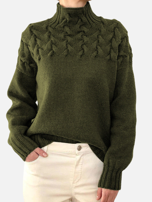 Hanne | Pull en maille torsadée à col montant