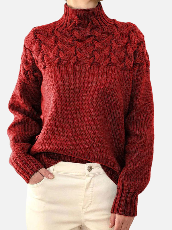 Hanne | Pull en maille torsadée à col montant