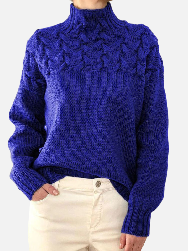 Hanne | Pull en maille torsadée à col montant