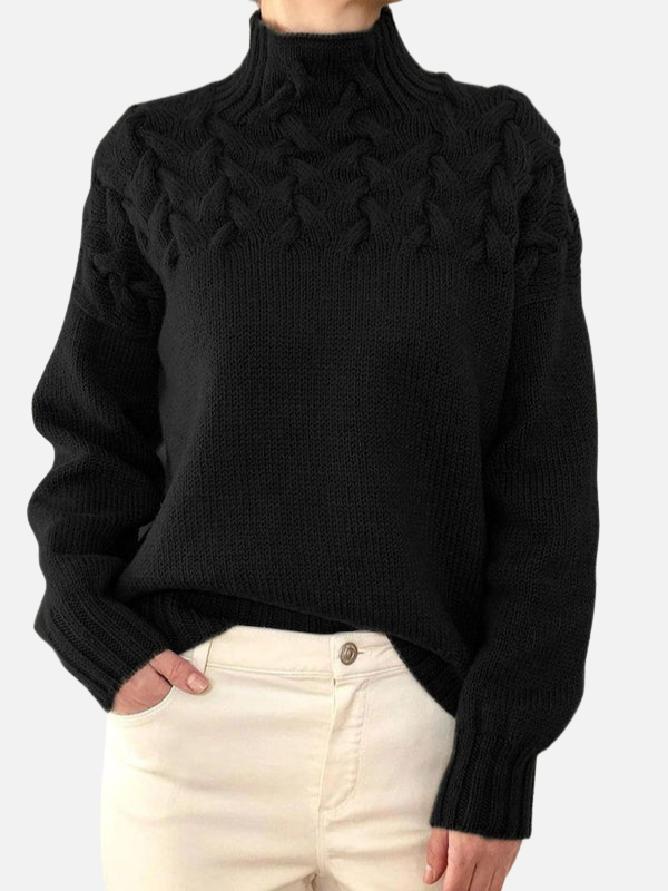Hanne | Pull en maille torsadée à col montant