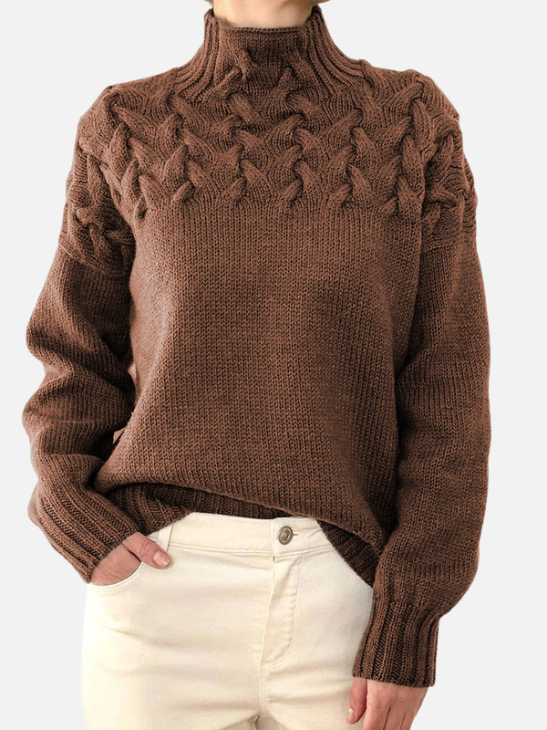 Hanne | Pull en maille torsadée à col montant