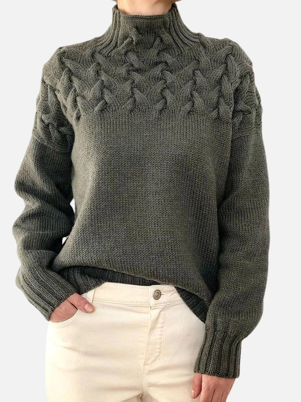Hanne | Pull en maille torsadée à col montant