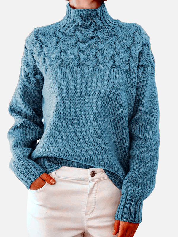Hanne | Pull en maille torsadée à col montant