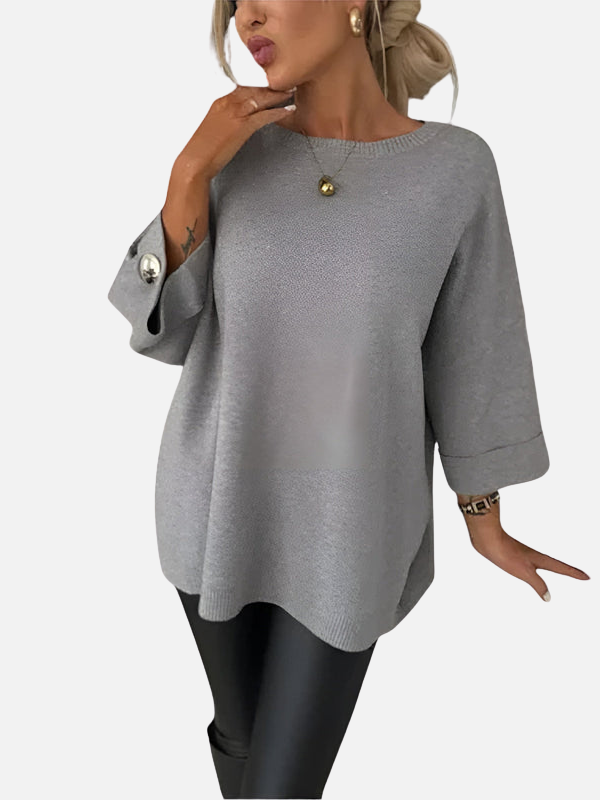 Karen | Longue blouse tricotée avec bouton détaillé