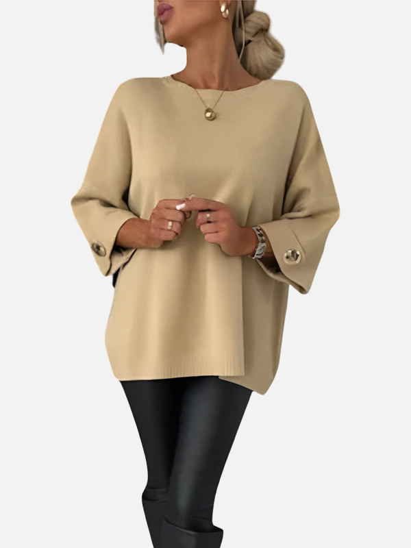 Karen | Longue blouse tricotée avec bouton détaillé