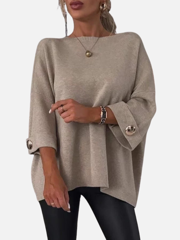 Anne | Longue blouse tricotée avec détails boutonnés