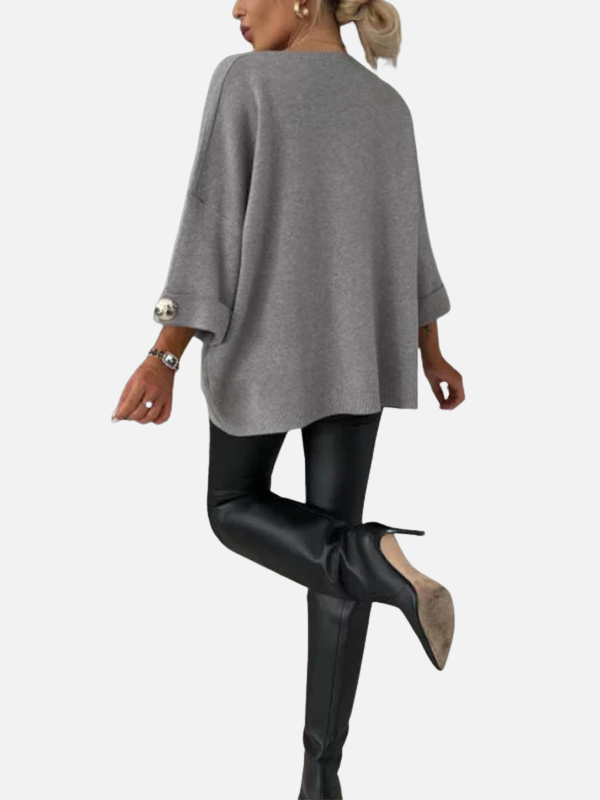 Anne | Longue blouse tricotée avec détails boutonnés