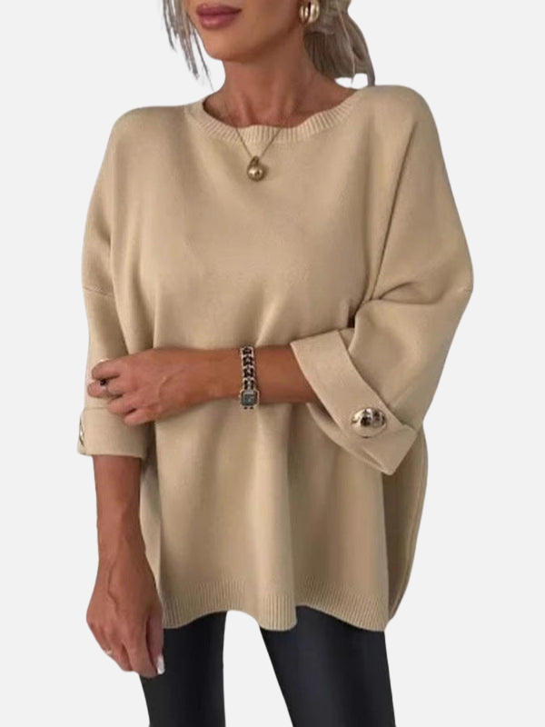Anne | Longue blouse tricotée avec détails boutonnés