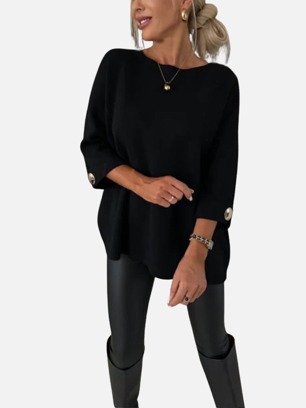 Anne | Longue blouse tricotée avec détails boutonnés