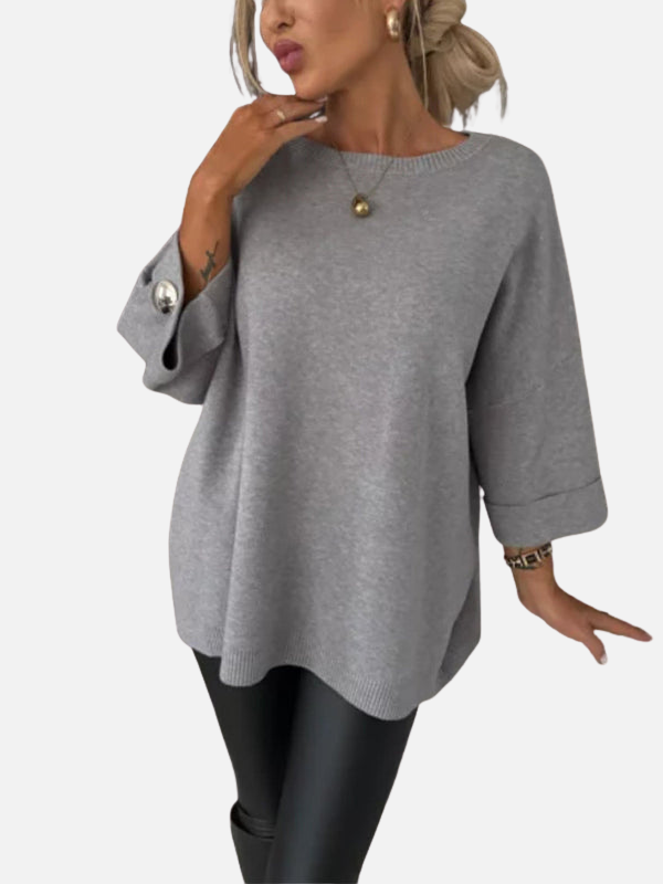 Anne | Longue blouse tricotée avec détails boutonnés