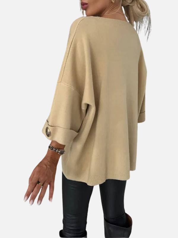 Anne | Longue blouse tricotée avec détails boutonnés