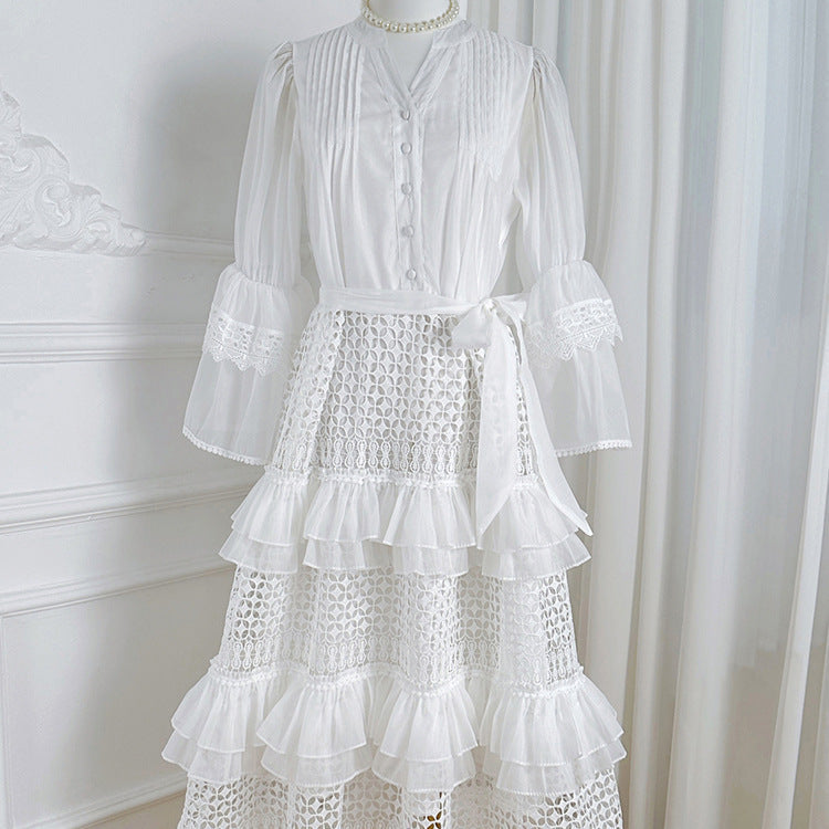 Freya - Cardigan da donna lavorato a uncinetto in bianco chiaro