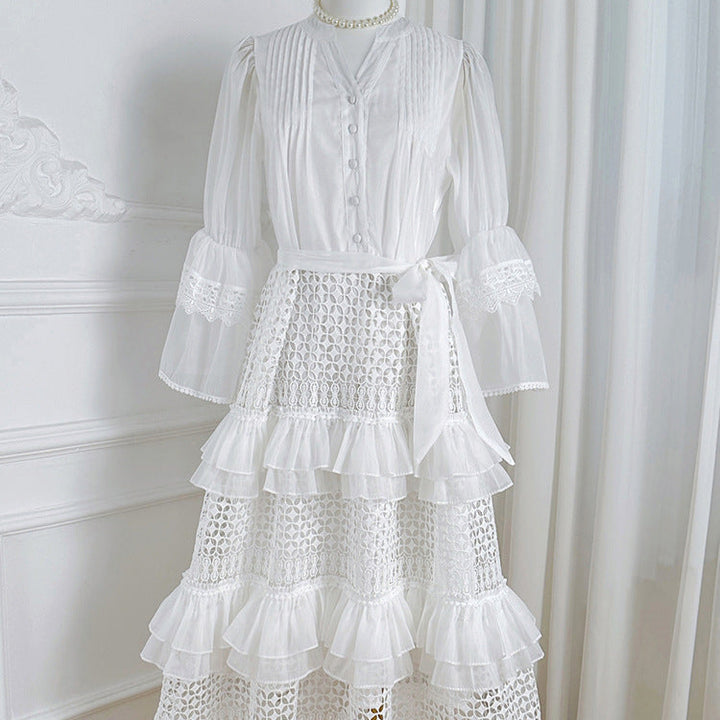 Freya - Cardigan da donna lavorato a uncinetto in bianco chiaro