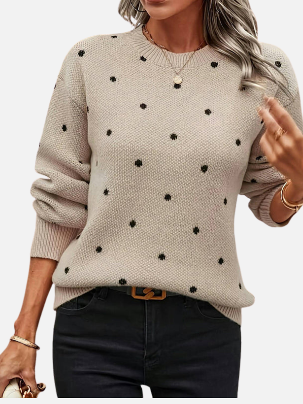 Lene | Pull en maille à pois et col rond