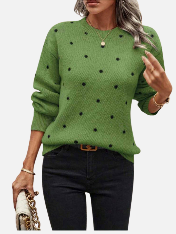 Lene | Pull en maille à pois et col rond
