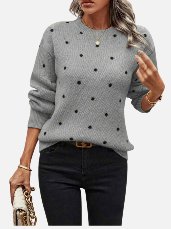 Lene | Pull en maille à pois et col rond