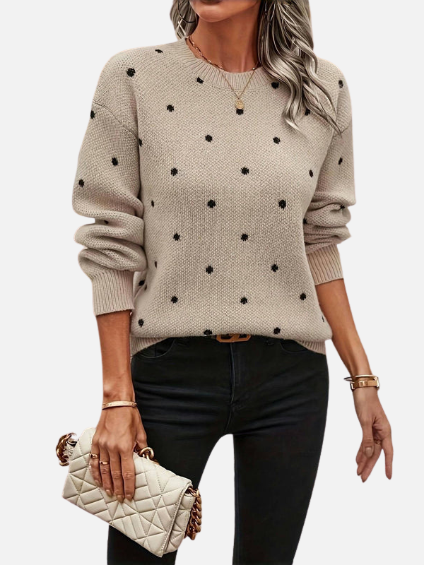 Lene | Pull en maille à pois et col rond
