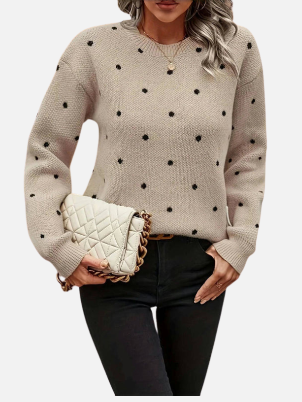 Lene | Pull en maille à pois et col rond