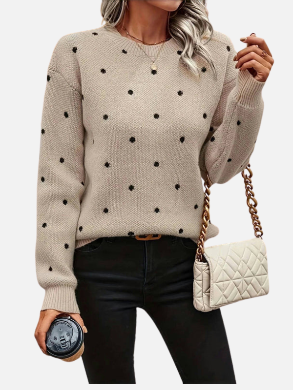 Lene | Pull en maille à pois et col rond