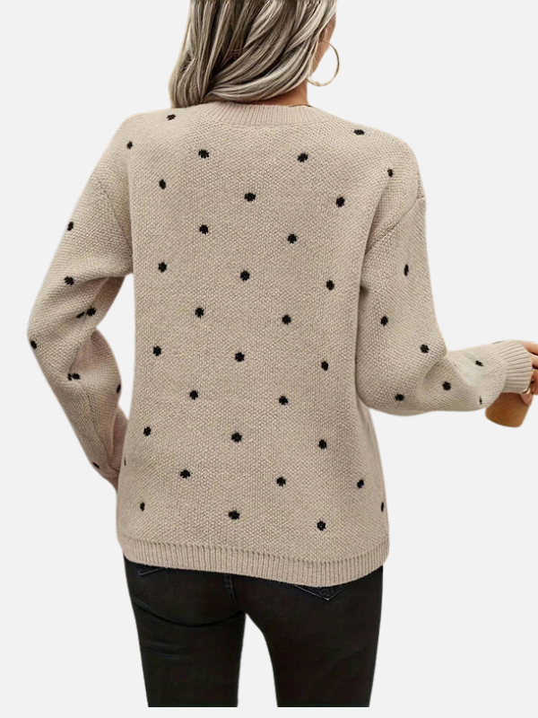 Lene | Pull en maille à pois et col rond