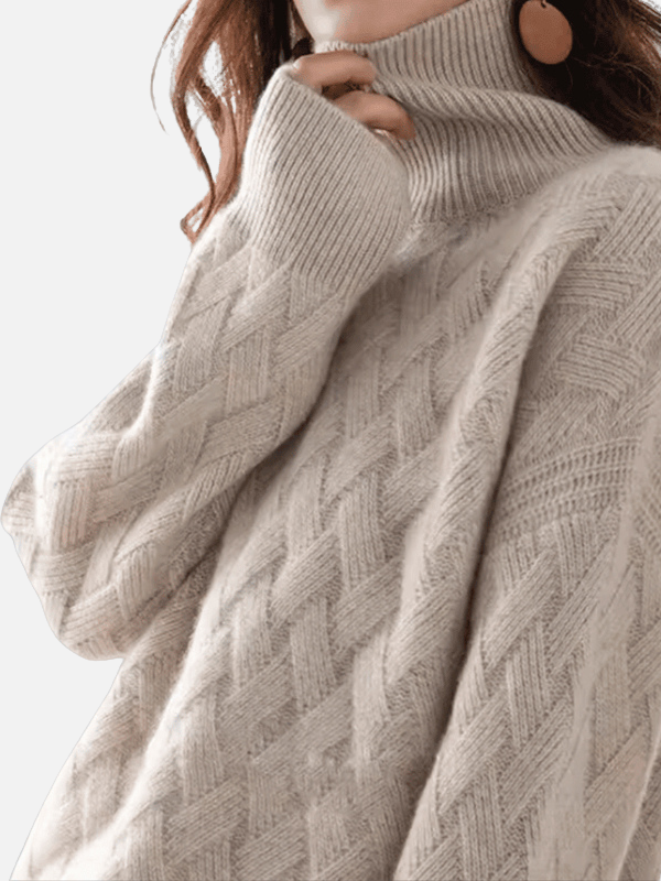 Anne | Pull à col roulé en maille texturée douce