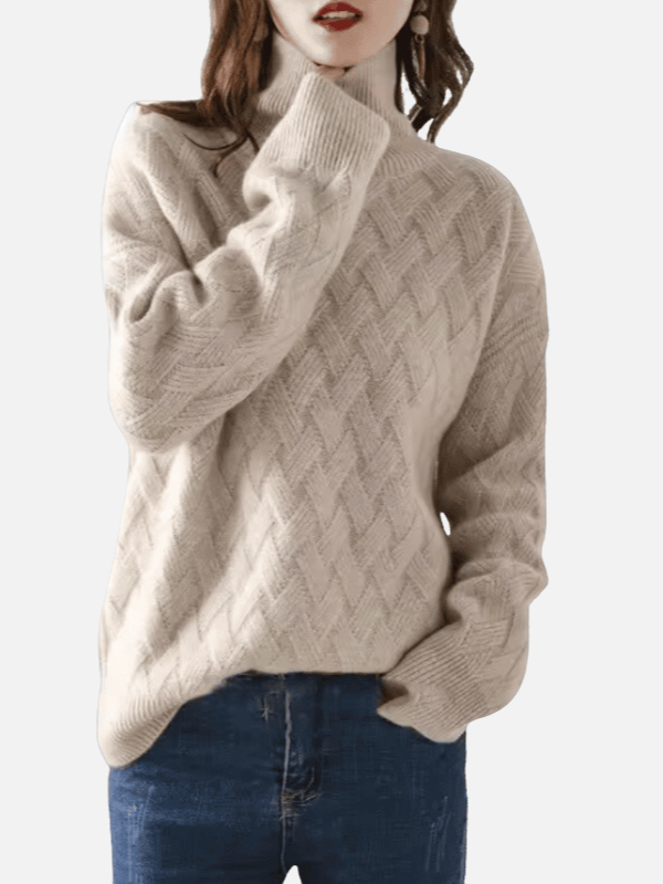 Anne | Pull à col roulé en maille texturée douce