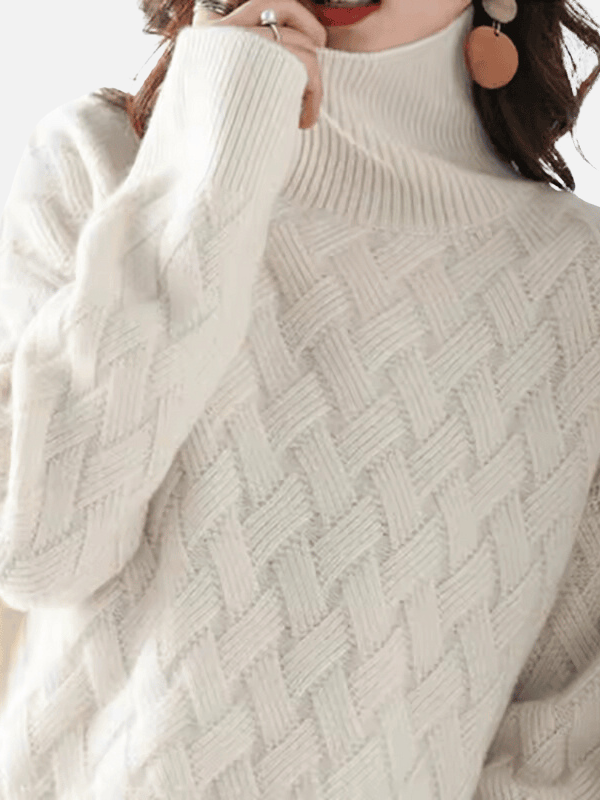 Anne | Pull à col roulé en maille texturée douce