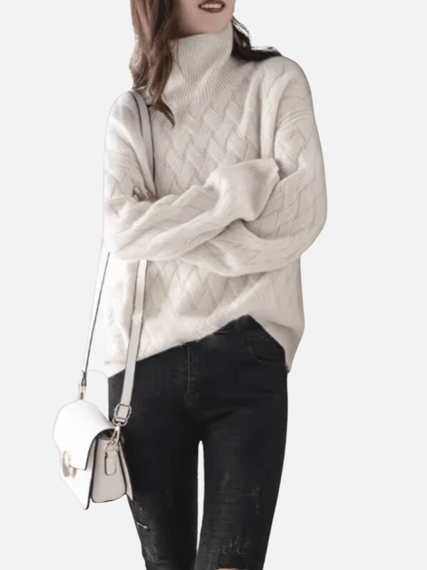 Anne | Pull à col roulé en maille texturée douce