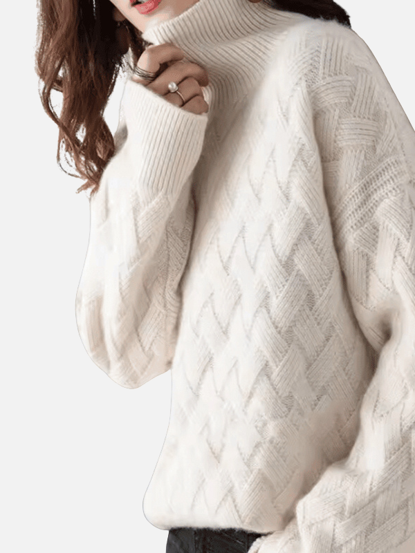 Anne | Pull à col roulé en maille texturée douce