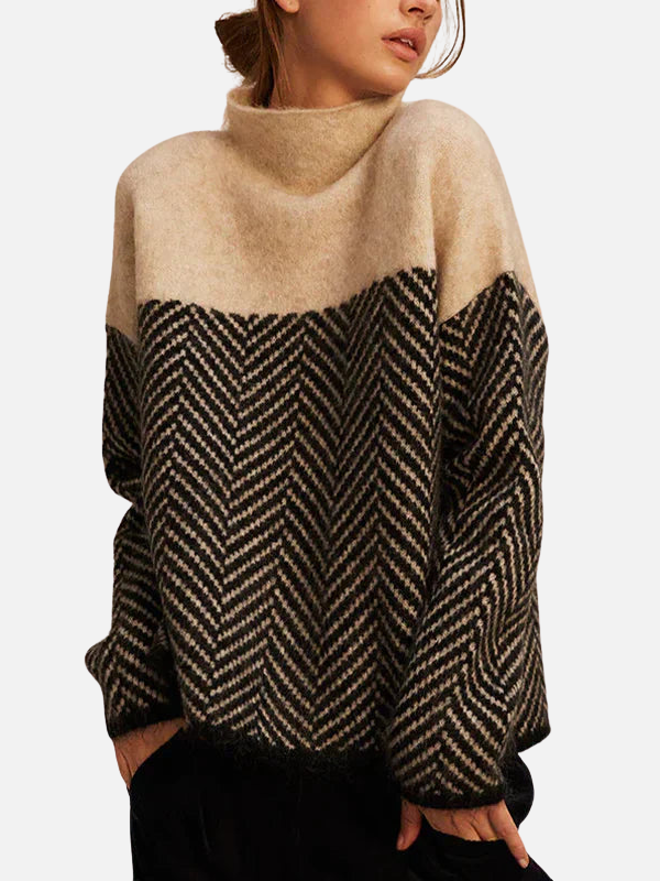 Camilla | Pull à col roulé à motif chevrons