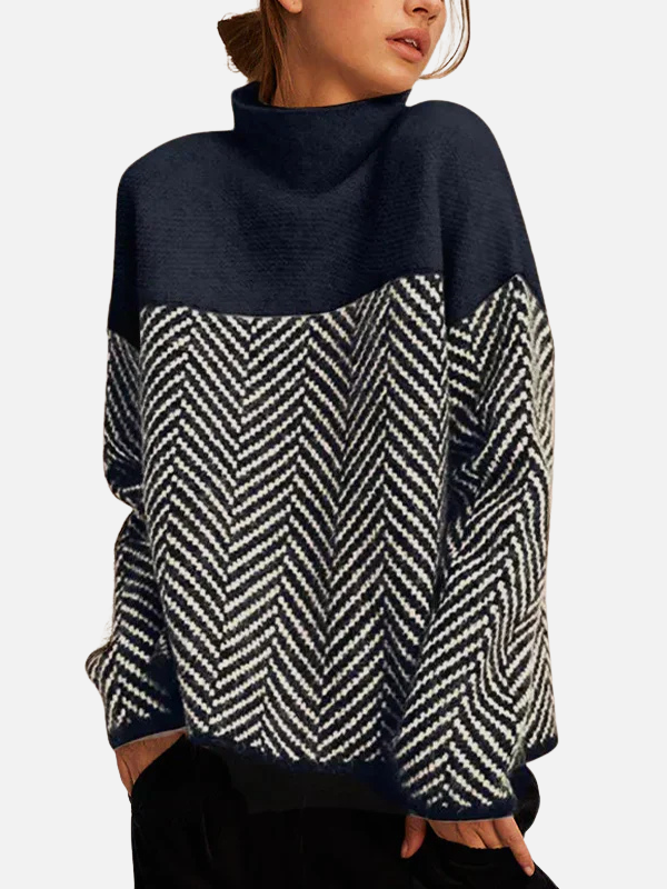 Camilla | Pull à col roulé à motif chevrons