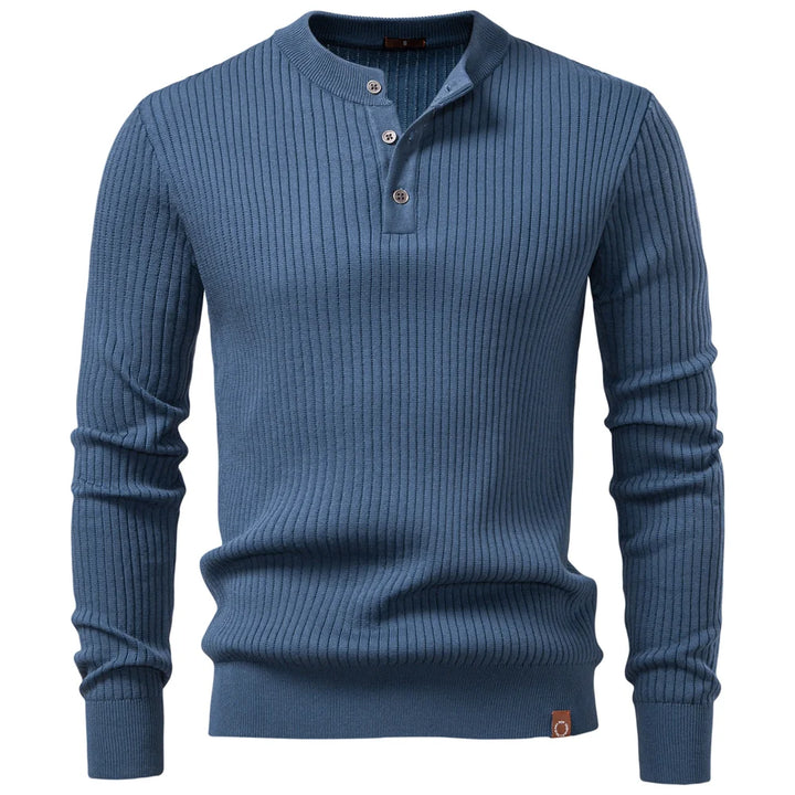 Pull côtelé pour homme avec patte de boutonnage et manches longues | Valcor Zurich