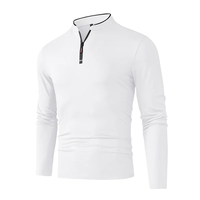 Haut à manches longues avec col montant et demi-zip pour homme | Valcor Zurich