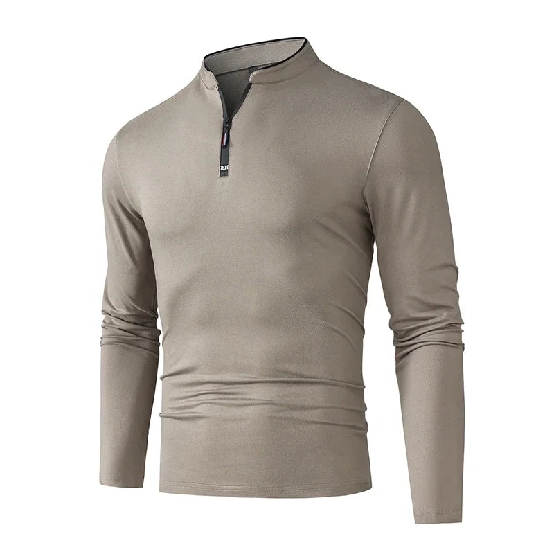 Haut à manches longues avec col montant et demi-zip pour homme | Valcor Zurich