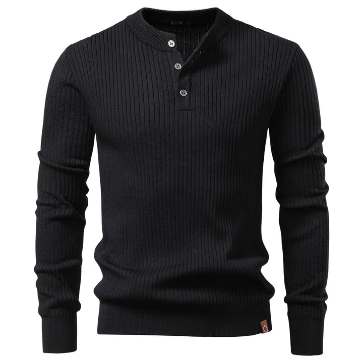 Pull côtelé pour homme avec patte de boutonnage et manches longues | Valcor Zurich