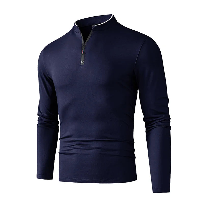 Haut à manches longues avec col montant et demi-zip pour homme | Valcor Zurich