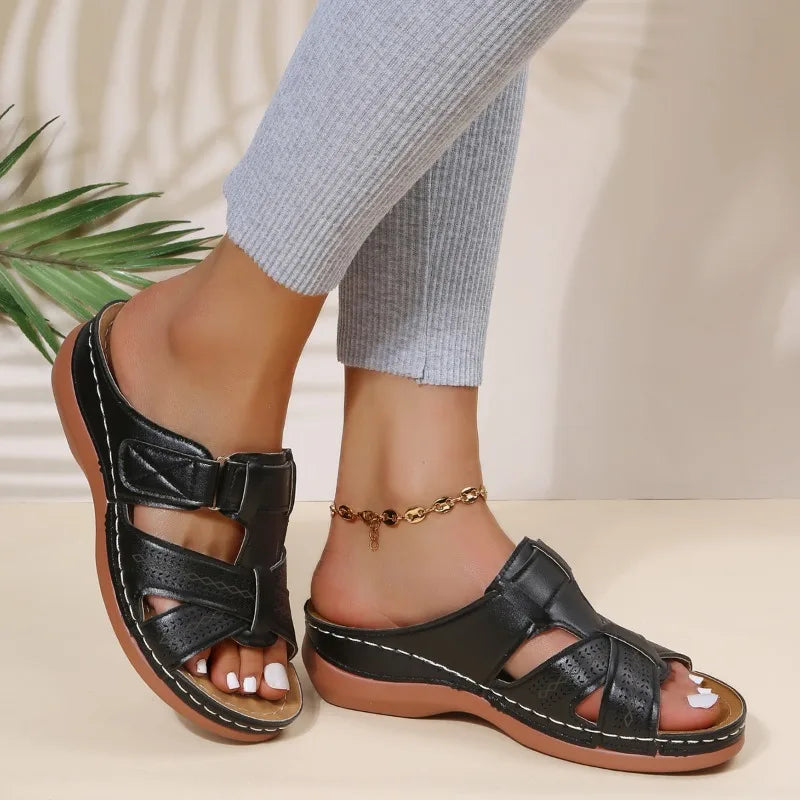 Gaia™ | Sandali da donna vintage ortopedici con zeppa
