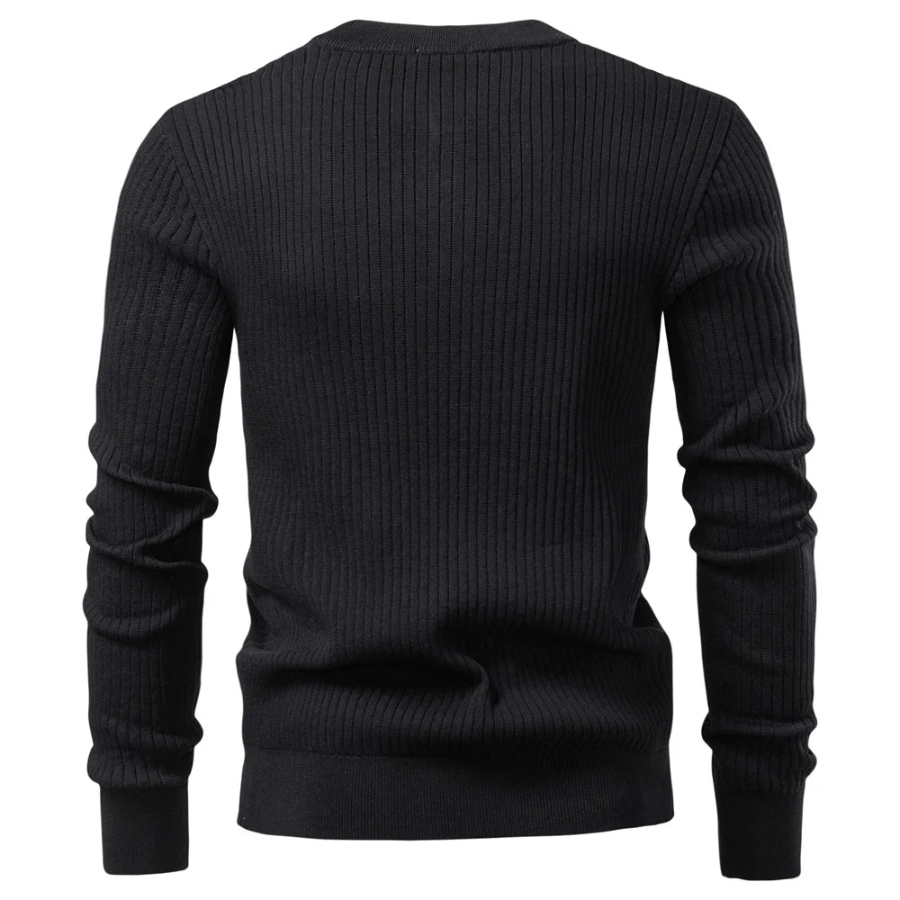 Pull côtelé pour homme avec patte de boutonnage et manches longues | Valcor Zurich