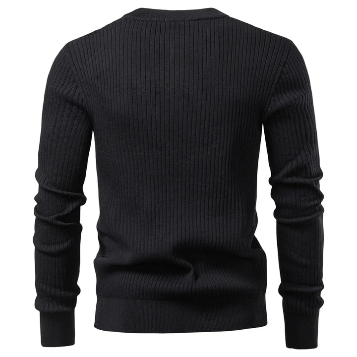 Pull côtelé pour homme avec patte de boutonnage et manches longues | Valcor Zurich