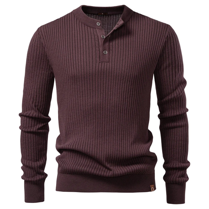 Pull côtelé pour homme avec patte de boutonnage et manches longues | Valcor Zurich
